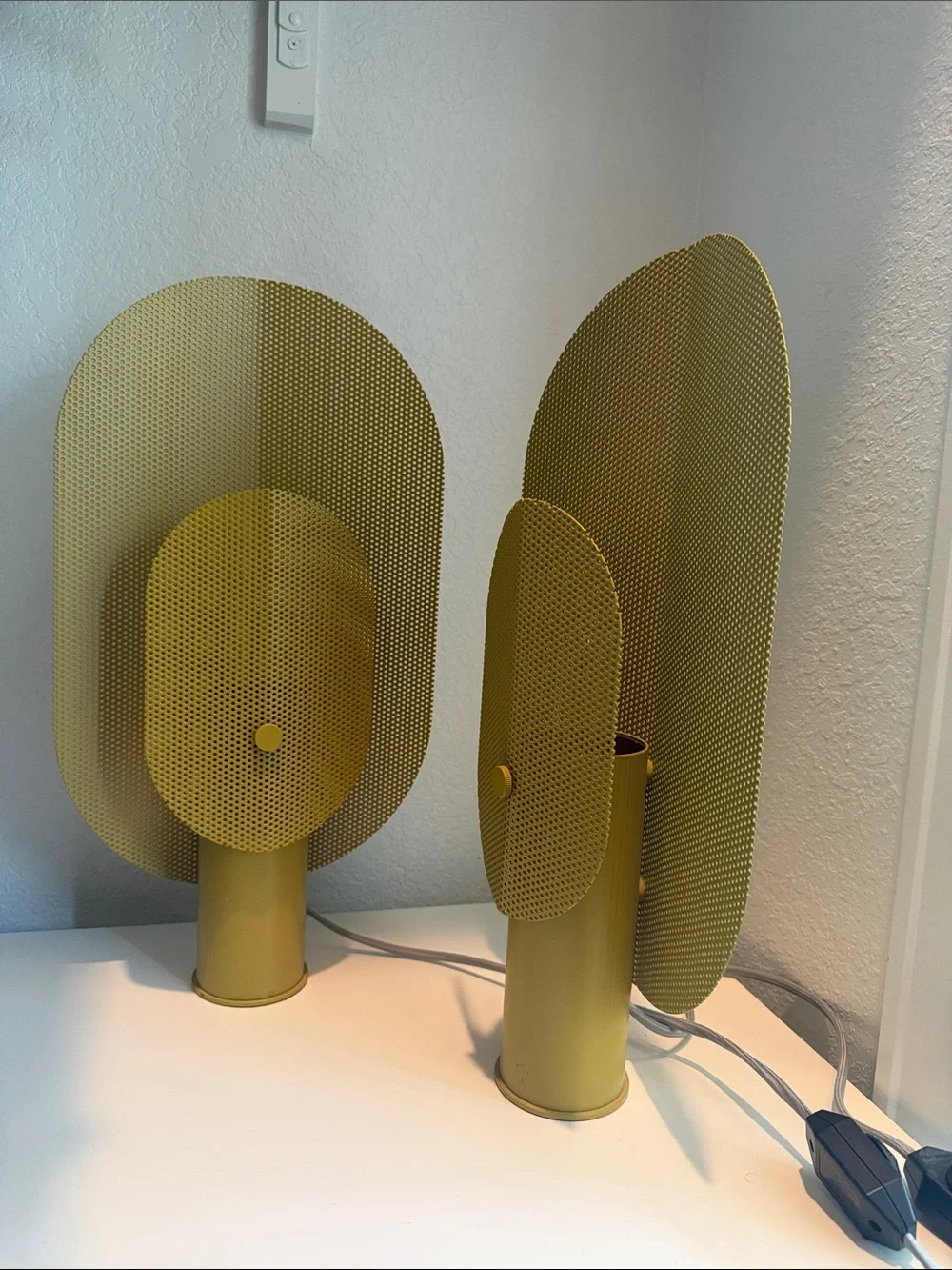 Blu Dot - Modern Perforated Metal Table Lamp set of 2 - Yellow